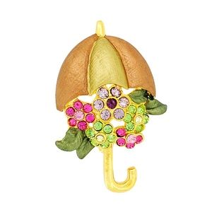 Multicolor Flower Umbrella Swarovski Crystal Pin B